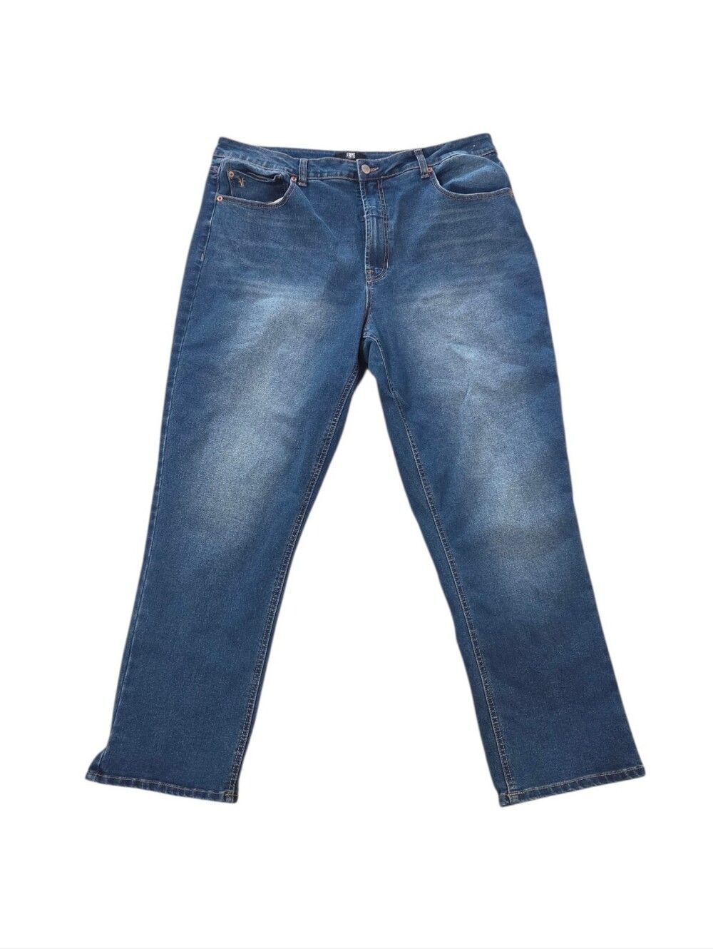 Frye Size 14 Blue Straight Leg Stretch Denim Jeans Medium Wash - Picture 2 of 10